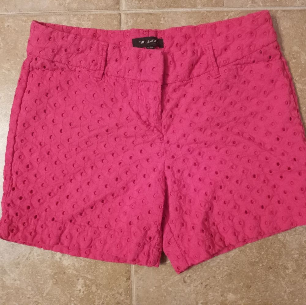 The Limited Hot Pink Eyelet Tailored Shorts Sz.4